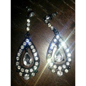Black rhinestone drop dangle earrings